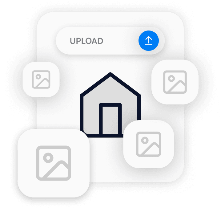 Graphic depicting uploading a house.