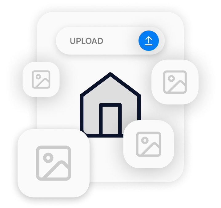 Graphic depicting uploading a house.